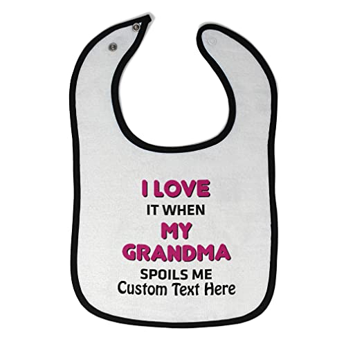 Personalized Cotton Baby Bibs & Burp Cloths - Custom Text for Toddlers & Infants - Grandma Gift for Baby Girls & Boys in White & Black - Perfect for Feeding Time & Special Occasions