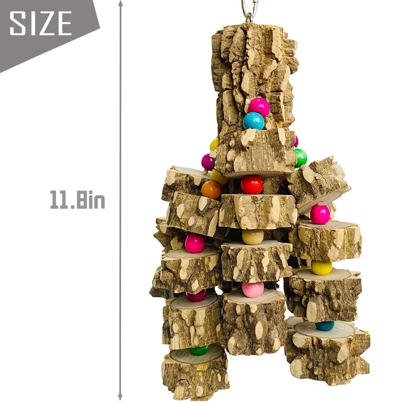 PINVNBY Macaw Toys - Extra Large Natural Wood Chewing Toys for African Grey, Cockatoos, Amazon Parrots & Large Birds | Durable Bird Enrichment for Cages, Play Gyms & Training