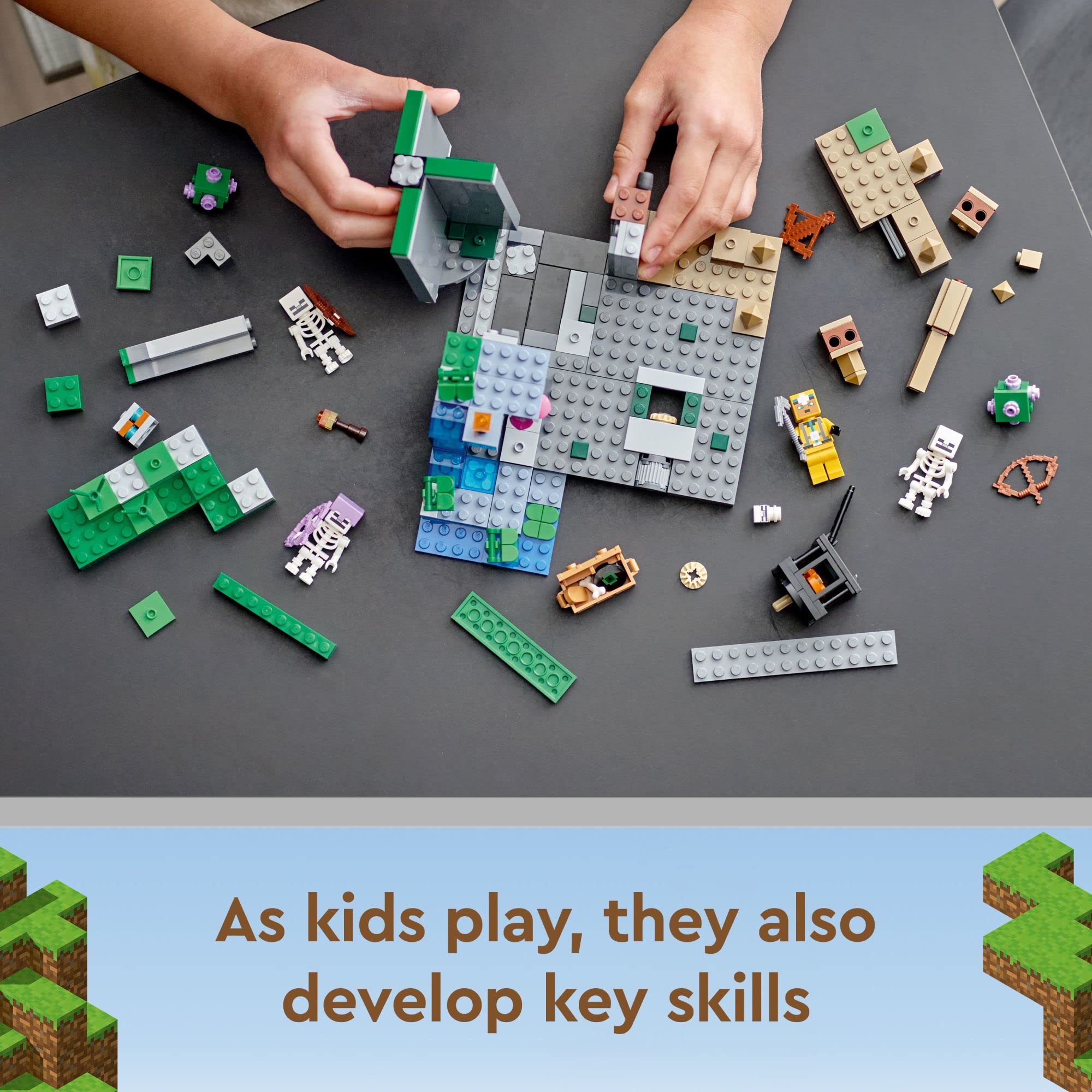 LEGO Minecraft The Skeleton Dungeon Building Set 21189 - Creative Construction Toy for Kids Ages 8+ | Build 3 Minecraft Biomes | Perfect Gift for Boys & Girls | STEM Learning & Adventure Play