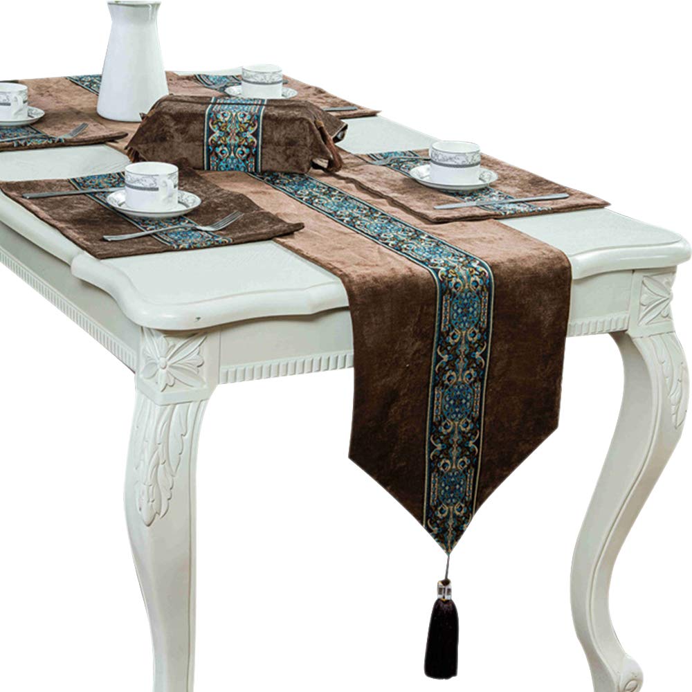 XFentech Vintage Brown Corduroy Table Runner - Classic 33x180cm Dining Table Decor for Thanksgiving, Christmas & Wedding Parties
