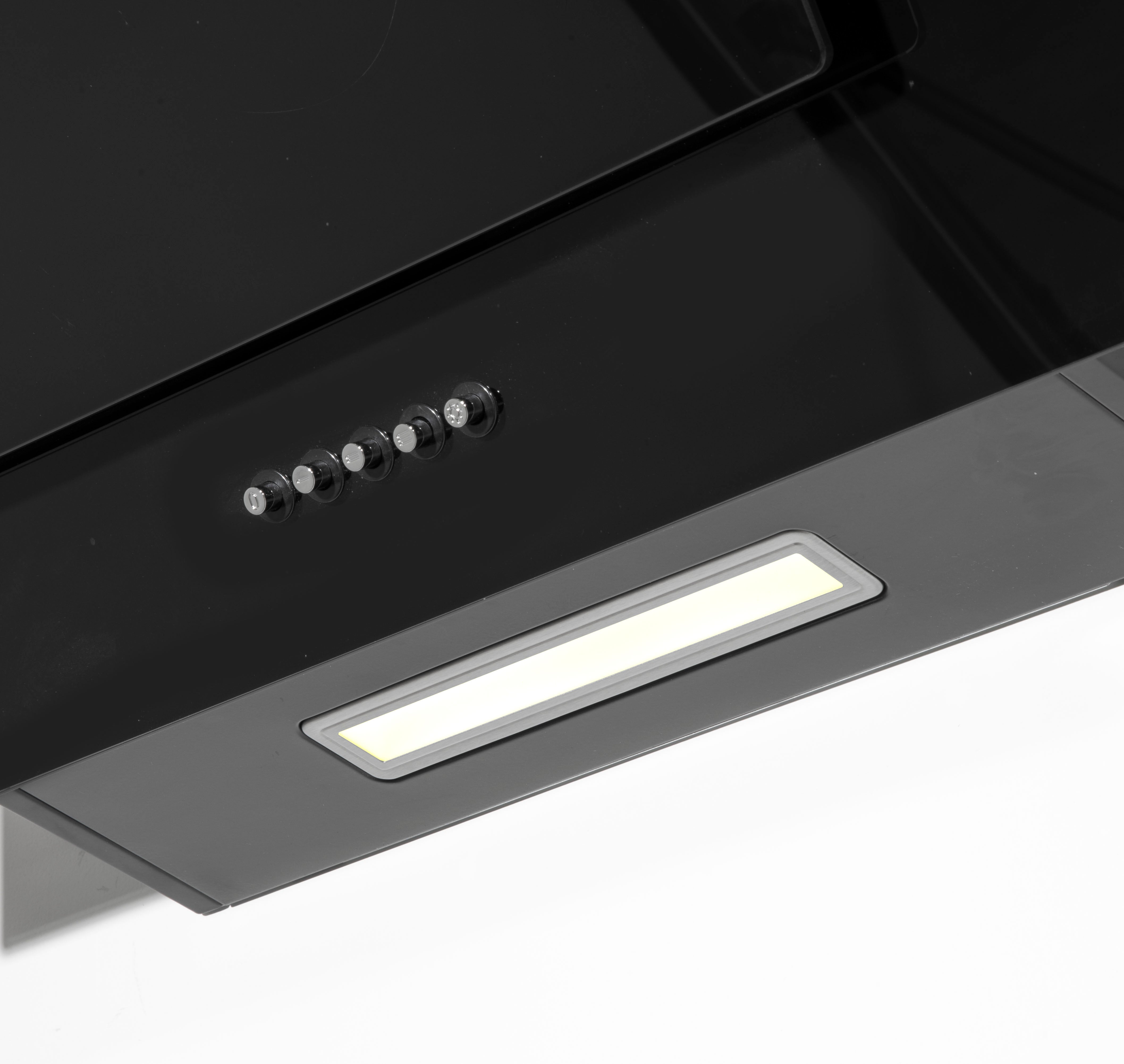 Baridi 90cm Angled Chimney Cooker Hood with Carbon Filters & LED Light - Black Glass Kitchen Extractor Fan - DH106 - Perfect for Modern Kitchens & Open-Plan Living Spaces