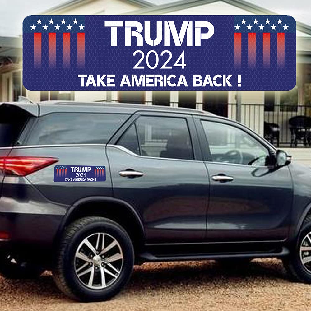 4 Pack Reflective Trump 2024 Car Magnet Stickers - Waterproof Magnetic Bumper Stickers for Election Support, Patriotic Gifts & Political Campaigns - Perfect for Cars, Trucks, Laptops & Rally Events