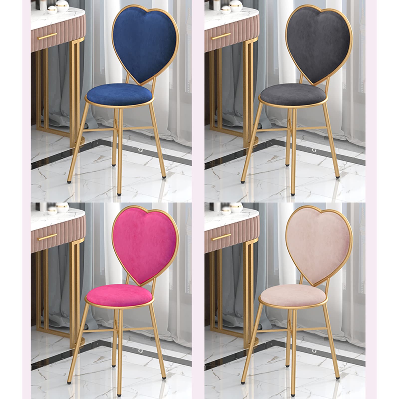 Creative Love-Shaped Vanity Makeup Chair for Kids & Adults - Pink Dressing Table Stool with 81CM Height - Perfect for Bedroom, Children's Room & Home Decor