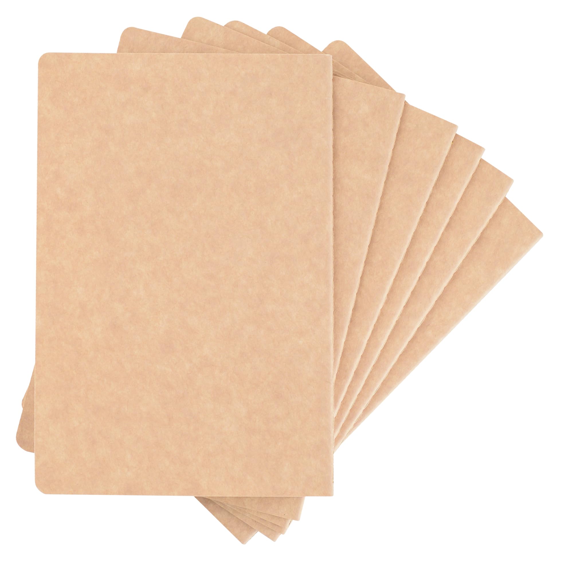TWONE Travel Journal Notebook - 6-Pack A5 Brown Kraft Soft Cover Lined Writing Notebooks for Travelers, Work, School & Note Taking (5.5