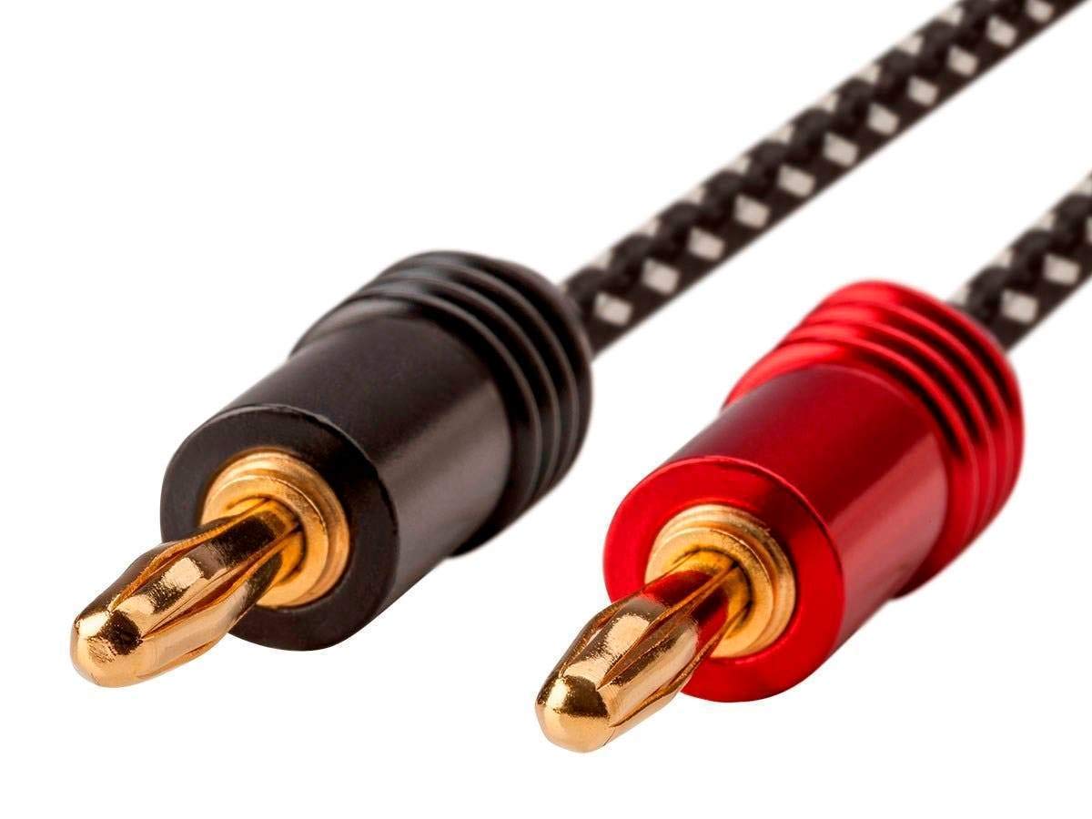 Monoprice Premium 14AWG Braided Speaker Wire with Gold Plated Banana Plugs - Affinity Series (2 Pack, 6 Feet) - Perfect for Home Theater, Stereo Systems & Audio Installations