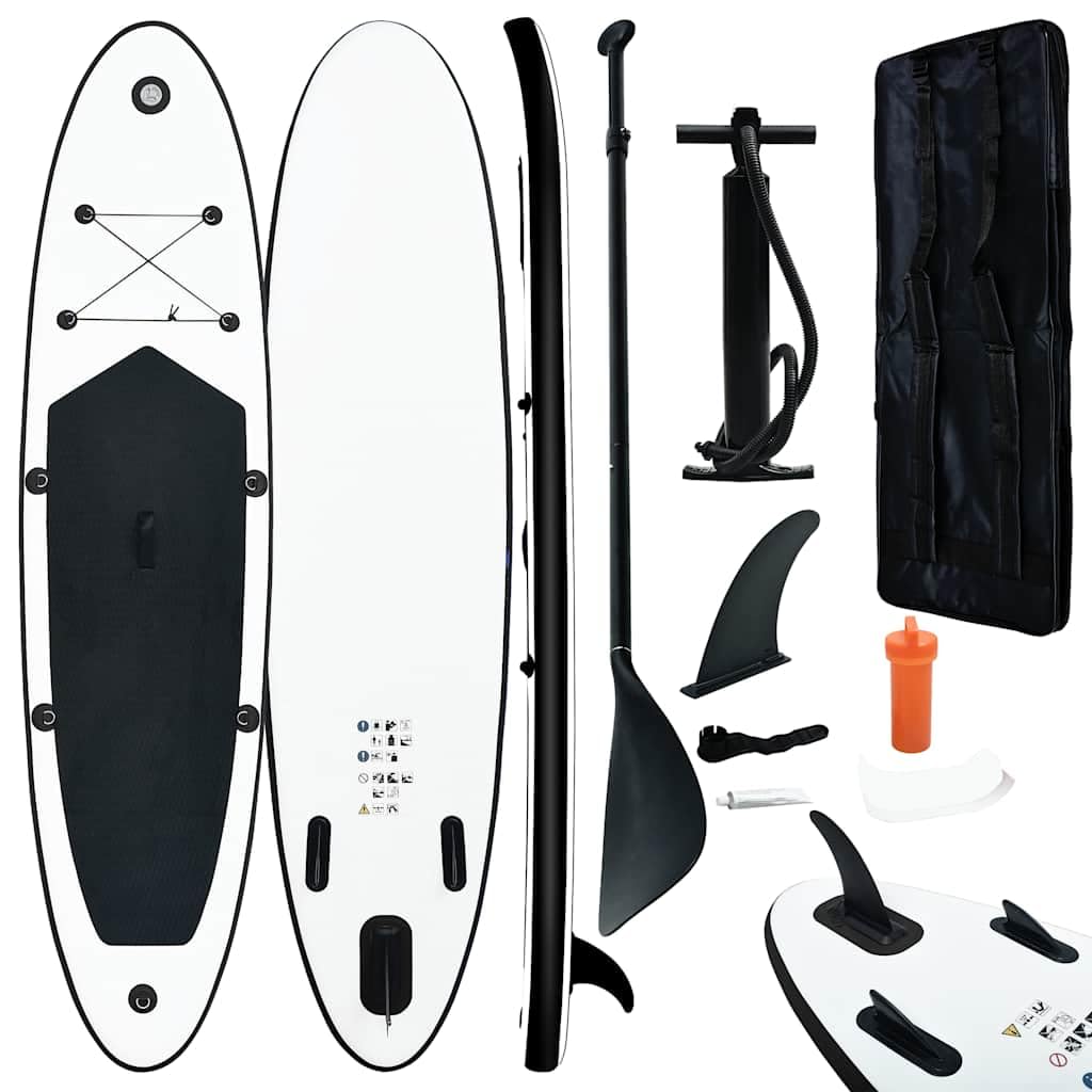 Premium Inflatable Stand Up Paddle Board Set - 12.8g Lightweight SUP with Paddle, Pump & Carry Bag - Black & White Design for Lakes, Rivers & Ocean Paddling