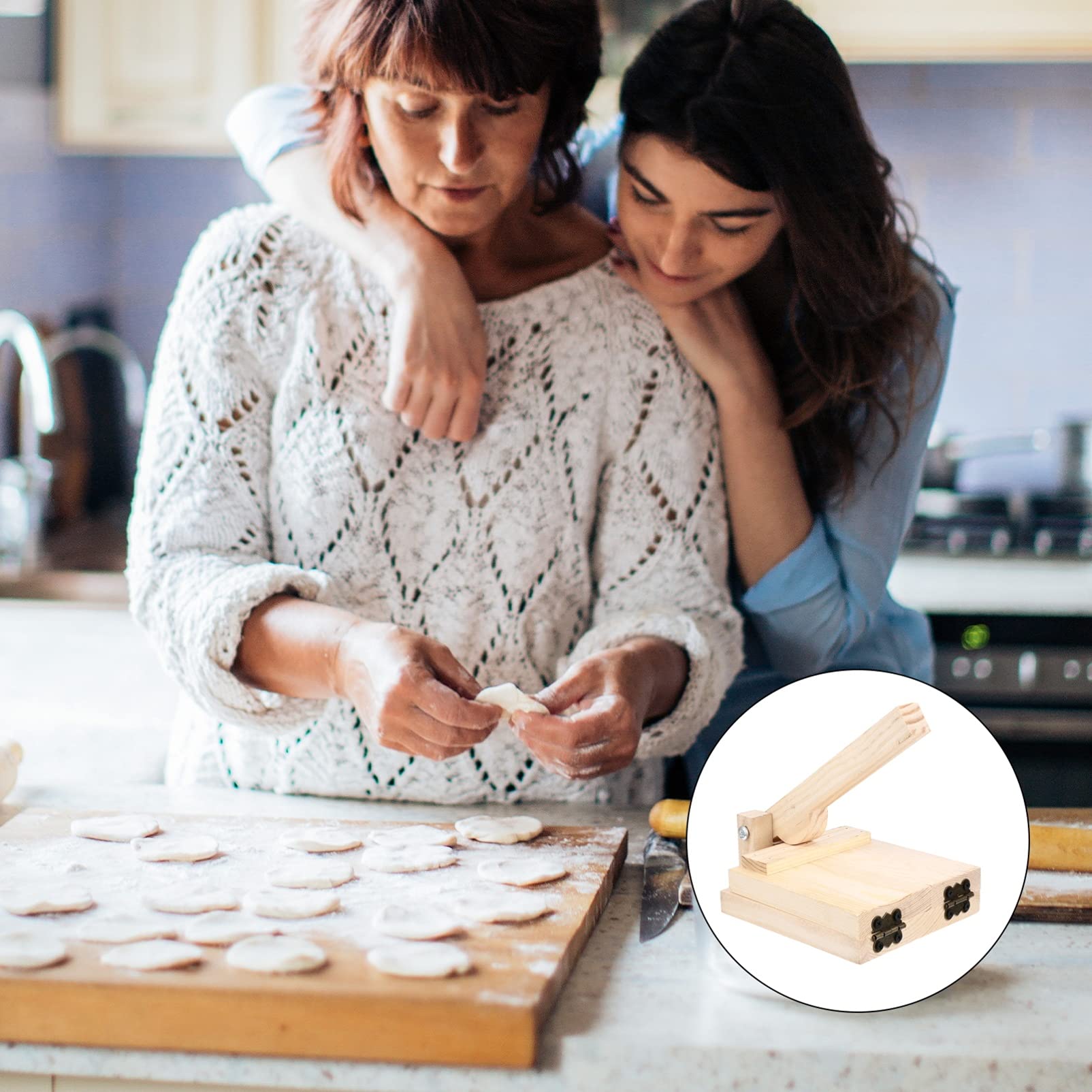 DOITOOL Wooden Tortilla Press - Handmade Corn & Flour Tortilla Maker, Dumpling Dough Press for Tacos, Empanadas, Arepas - Perfect for Mexican, Asian & Latin Cuisine at Home