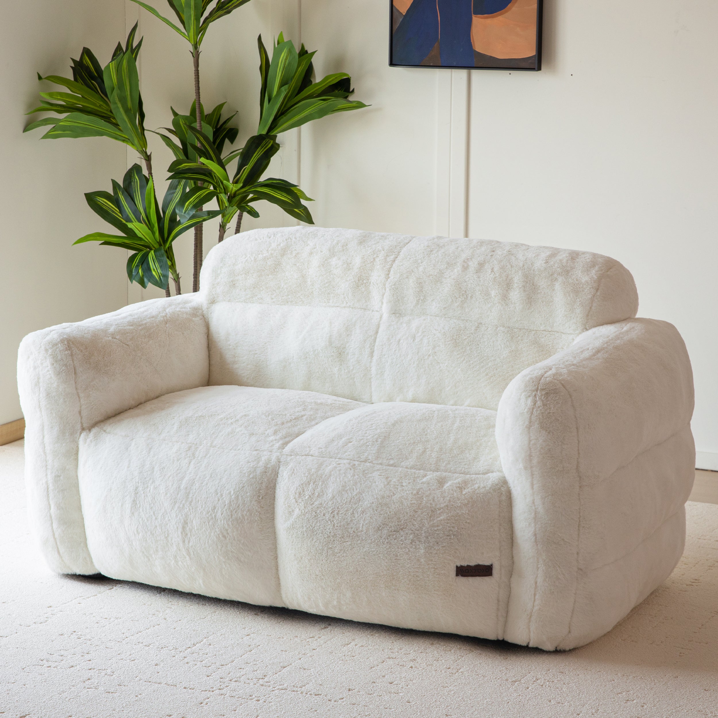 MAXYOYO Giant Bean Bag Chair for Adults - Ultra Soft Fluffy Oversized Floor Sofa | Cozy Reading Chair with Filler for Living Room & Bedroom (Beige) | Perfect for Relaxing, Gaming & Lounging