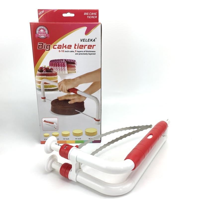 WiuCYS XL Adjustable Cake Layer Cutter - Stainless Steel Leveler Slicer for 6-16 Inch Large Cakes | Perfect for Professional Baking, Wedding Cakes, Birthday Cakes & Bread Slicing | Durable Baking Tool for Even Layers & Perfect Stratification
