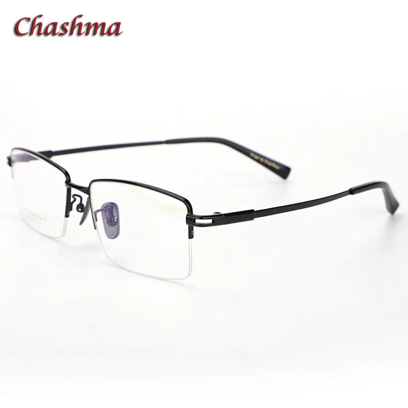 Men's Titanium Semi-Rimless Square Eyeglasses - Lightweight & Durable Frame for Work, Reading & Everyday Use