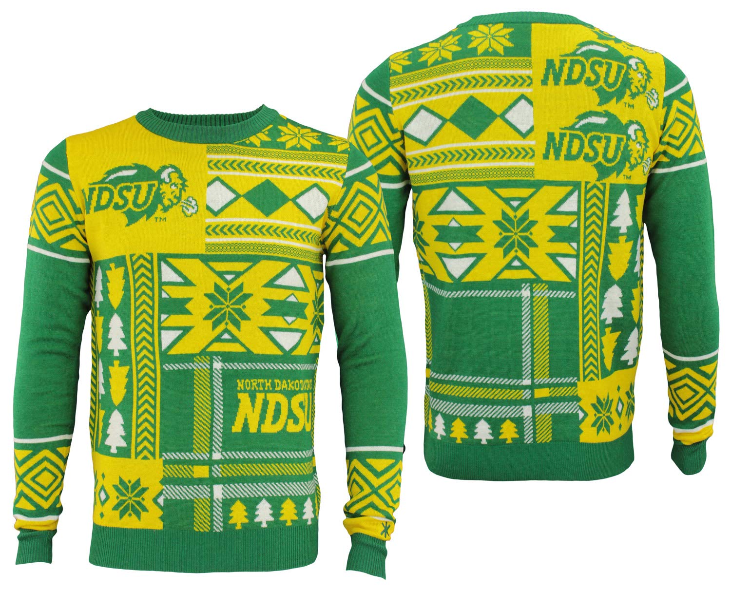 NCAA Men's Ugly Christmas Sweater with Team Patches - Crew Neck Holiday Pullover for Ugly Sweater Party & Festive Gatherings