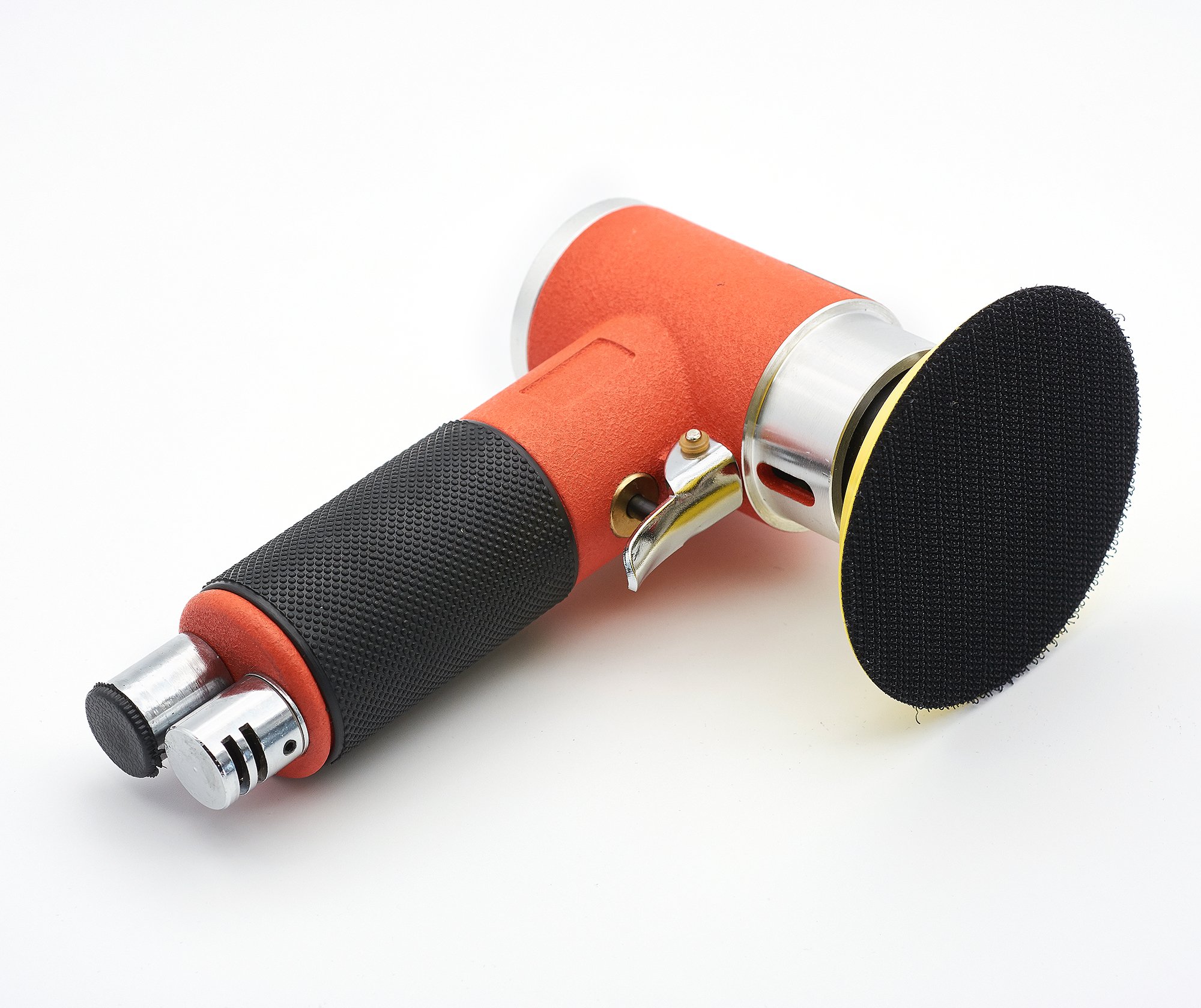 3 Inch Mini Dual Action Orbital Air Sander - Pneumatic Car Polisher & Sanding Tool (Orange) - Perfect for Auto Detailing, Woodworking & Metal Finishing