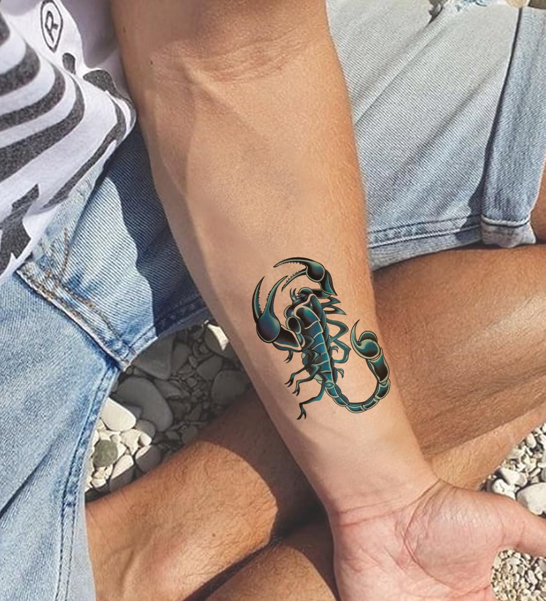 Waterproof Temporary Tattoo Stickers for Men & Women - 3D Realistic Flowers, Butterflies, Stars, Angels, Wolves & Armband Designs (21x15cm) | Perfect for Parties, Festivals, Cosplay & Body Art | HB-053