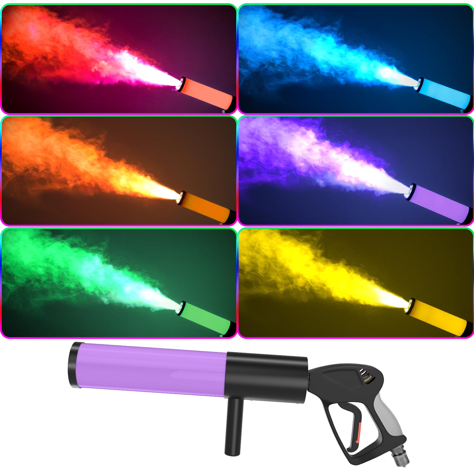 **CO2 Jet Machine Blaster - Handheld CO2 Cannon Smoke Machine with RGB LED Lights, Carbon Dioxide Gas Column Gun for Stage Effects, DJ, Club, Wedding & Halloween Parties - Perfect for Nightclubs, Concerts, and Themed Events**