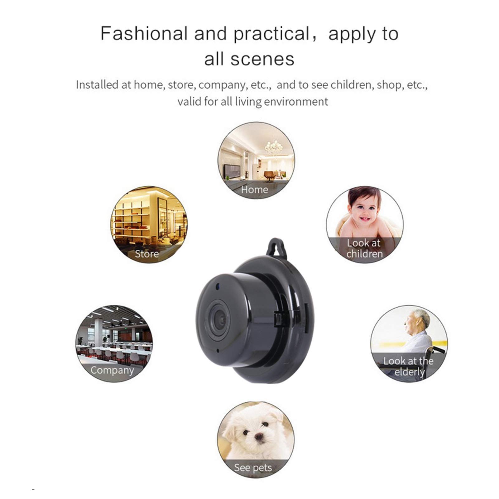 BUZHI Mini Wireless Security Camera - Full HD 1080P IP Camera with Night Vision & Alarm for Indoor/Outdoor Use | Home, Office, Baby Monitor & Pet Surveillance