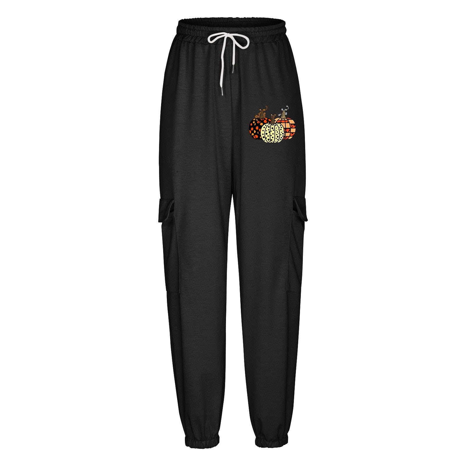 Funny Halloween Print Women's Sweatpants - Drawstring Loose Fit Elastic Waist Joggers & Cargo Pants for Sports, Workout, Lounge & Costume Parties