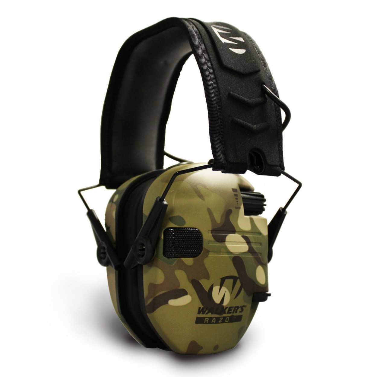 Walker's Razor Slim Electronic Shooting Earmuffs - Noise Cancelling Hearing Protection with Walkie Talkie & Safety Glasses Bundle for Hunting, Range Shooting & Outdoor Activities