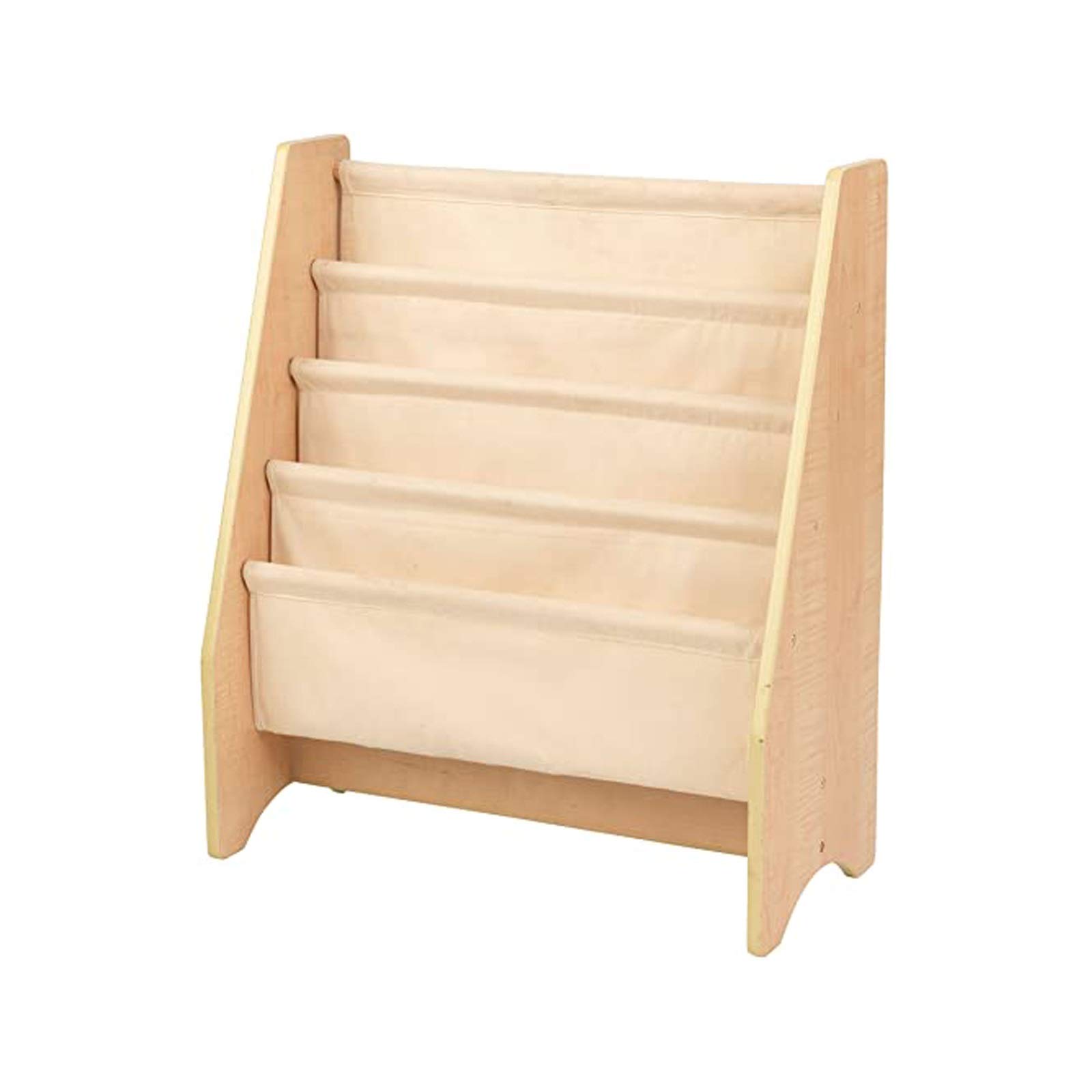 ZZF 4-Tier Fabric Bookshelf for Kids - Sturdy Children's Book Storage Organizer with Sling Design - Perfect for Bedroom, Nursery, Playroom & Classroom Book Display