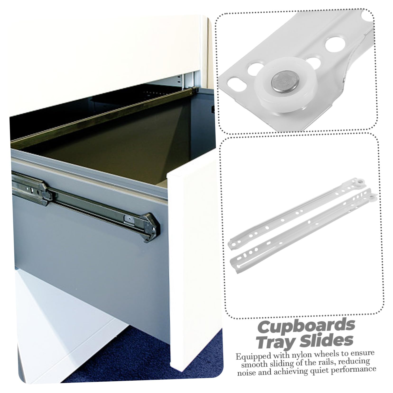 2 Sets Heavy Duty Drawer Slides for Cabinets, Cupboards, Closets & Desks - 500lb Load Capacity Ball Bearing Extension Rails for Smooth Gliding - Perfect for Kitchen, Office & Storage Organization