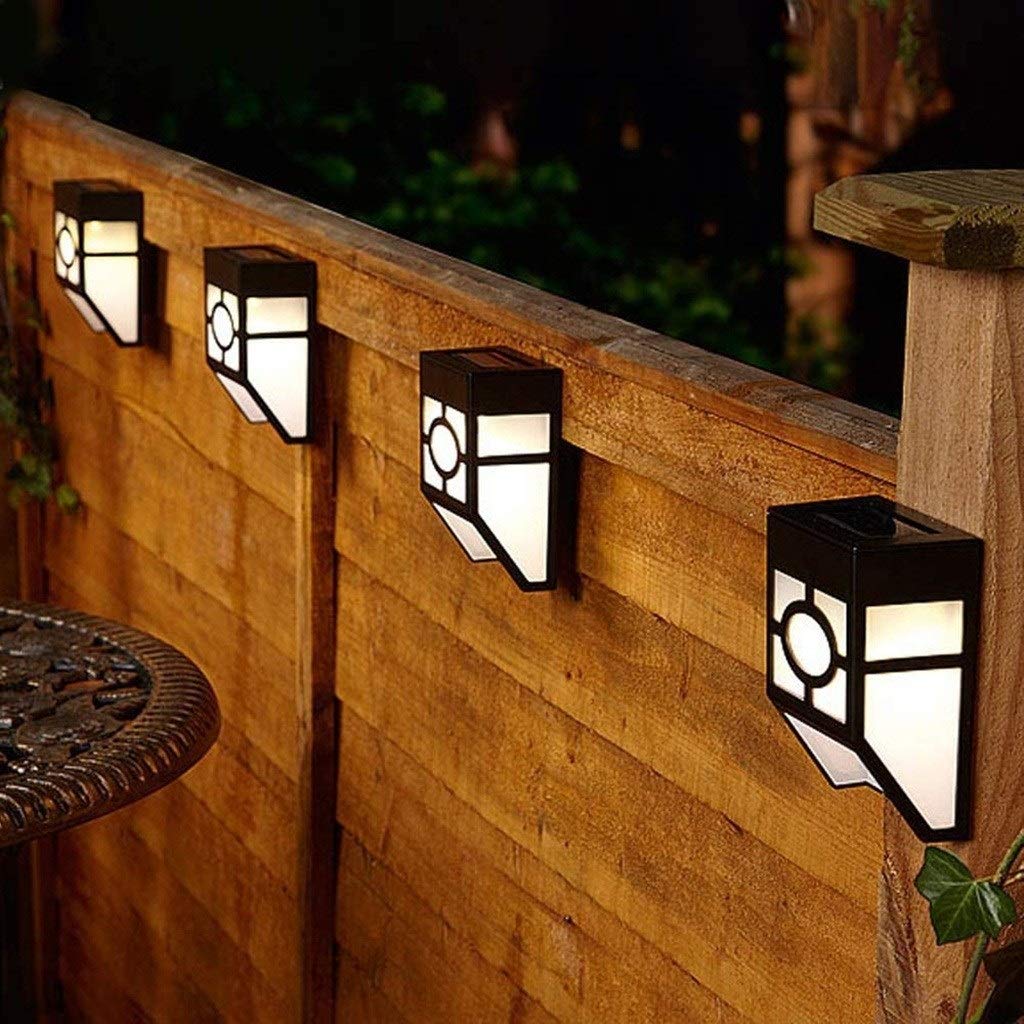 4-Pack Solar Wall Lights Outdoor Waterproof - LED Solar Powered Lights for Deck, Fence, Patio, Front Door, Stairs, Yard & Driveway - Warm White Landscape Lighting (Perfect for Garden, Pathway & Home Security)