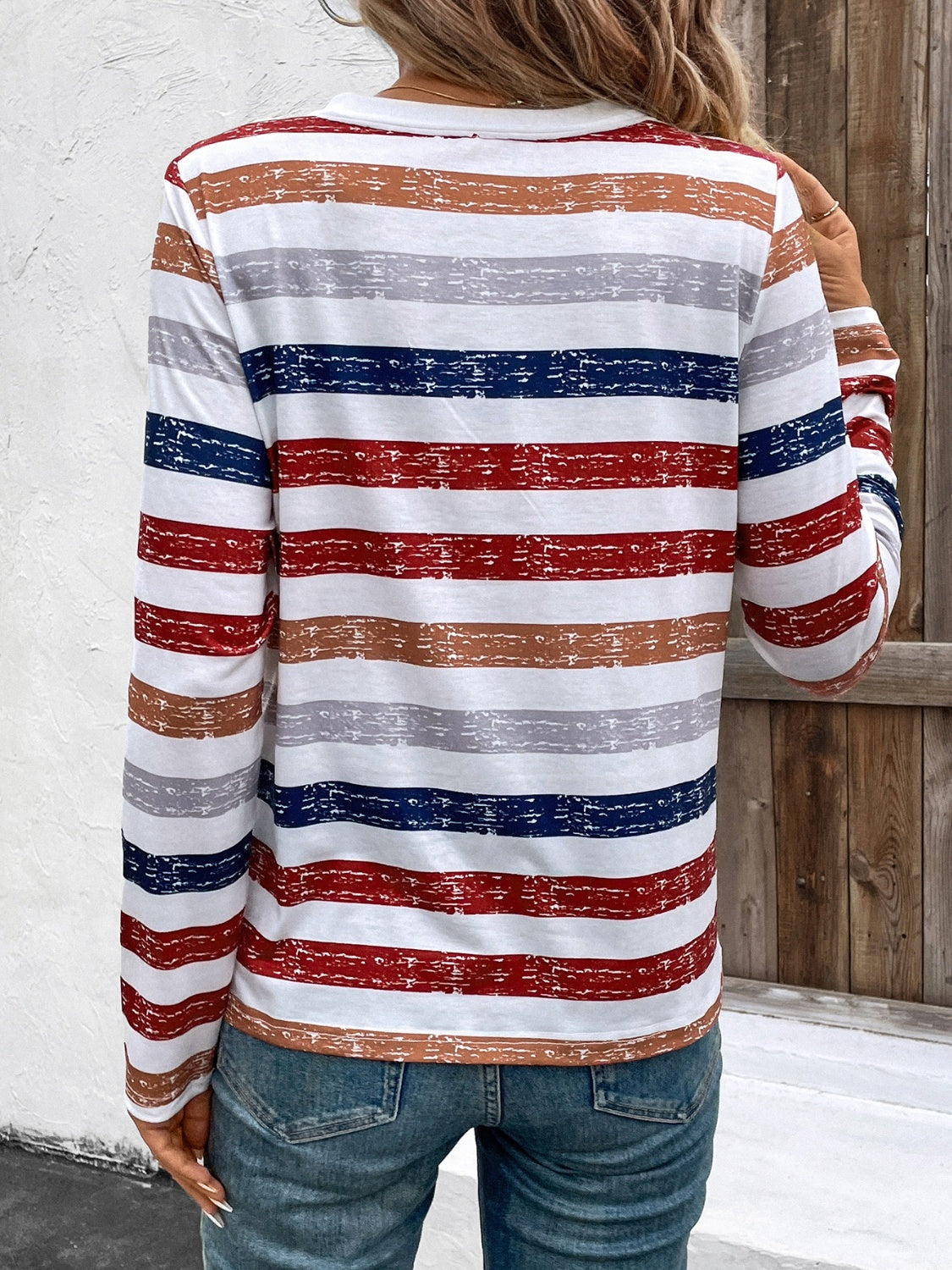 Stylish Contrast Striped V-Neck Long Sleeve T-Shirt for Men & Women | Casual & Layering Essential | Perfect for Office, Date Night & Weekend Outfits
