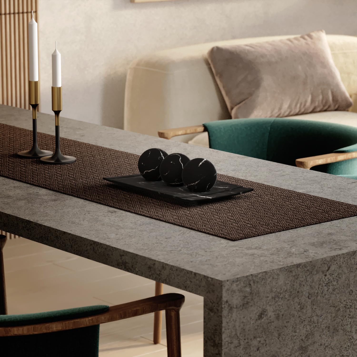 Creative Scents Black Marble Look Home Decor Bowl and Orb Set - Elegant Coffee Table Centerpiece for Living Room, Dining Table, Kitchen Counter & Entryway - Modern Housewarming Gift & Stylish Interior Design Accent (Perfect for Wedding Decor, Holiday Tablescapes & Luxury Home Styling)