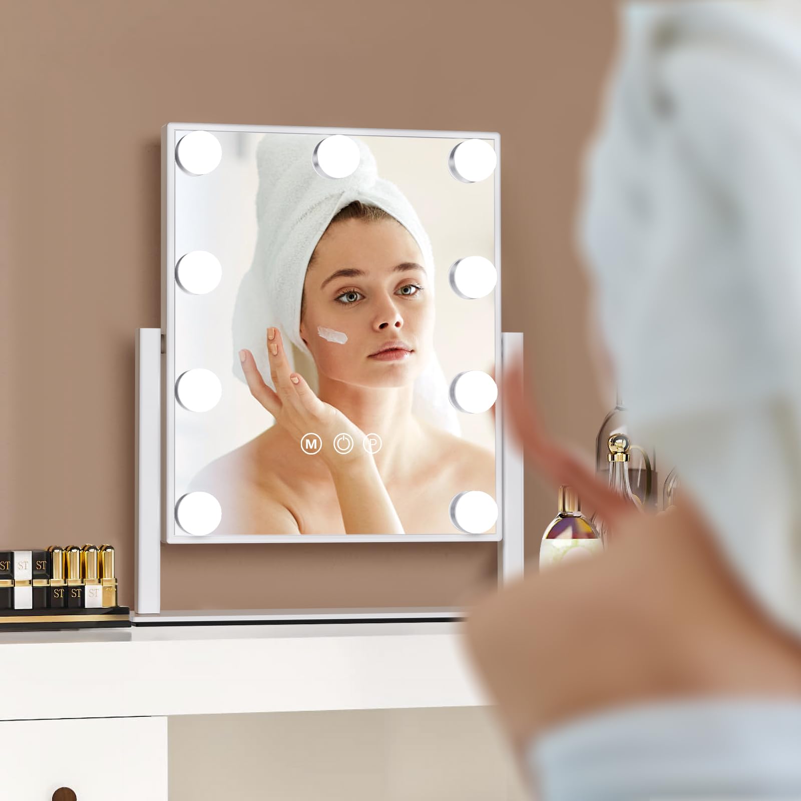 Hollywood LED Vanity Mirror with Touch Control - 9 Lights, 3 Colors for Makeup & Dressing Room