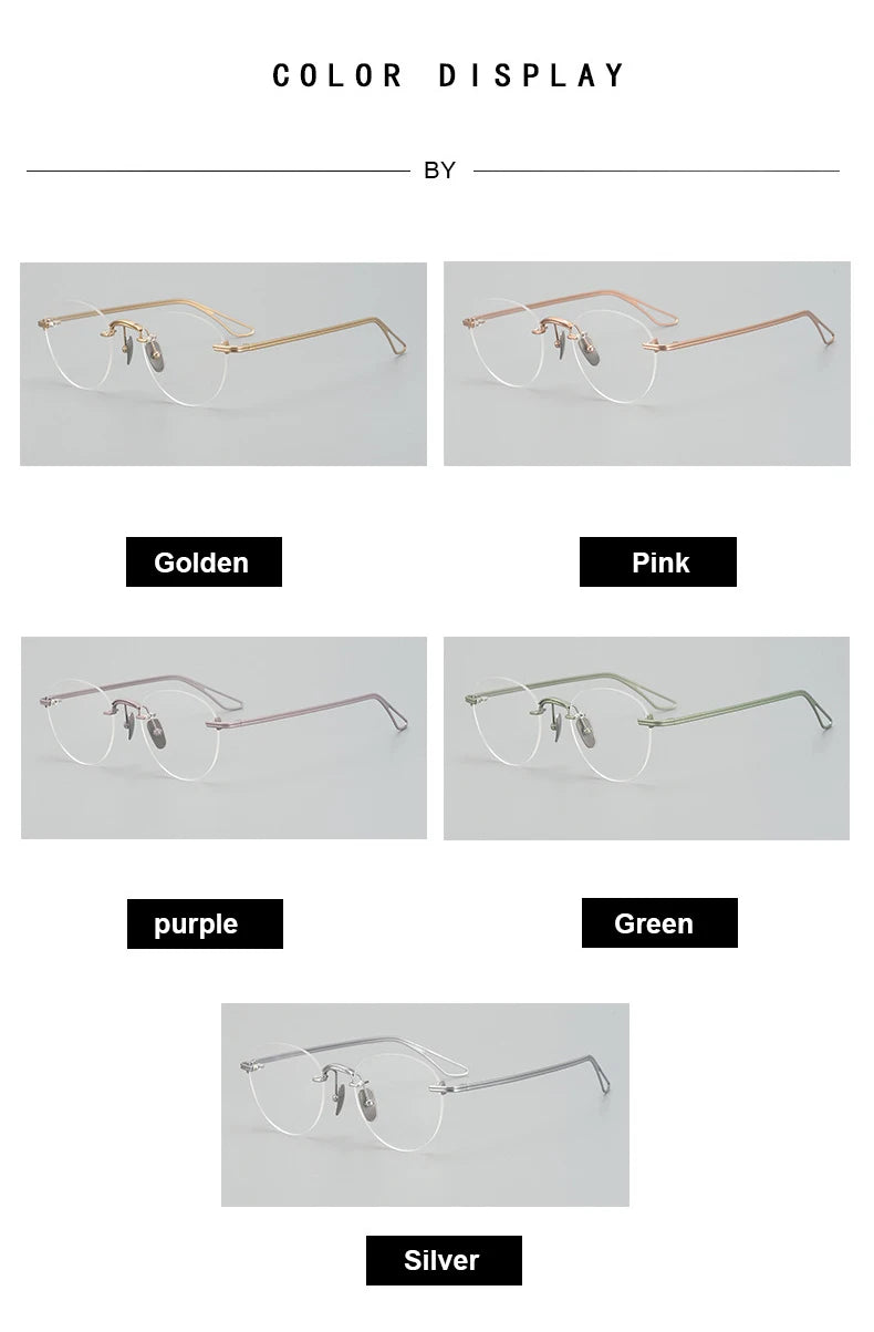 Aimee Women's Rimless Round Oval Titanium Eyeglasses 13439 - Lightweight & Durable Eyewear for Work, Reading & Everyday Fashion