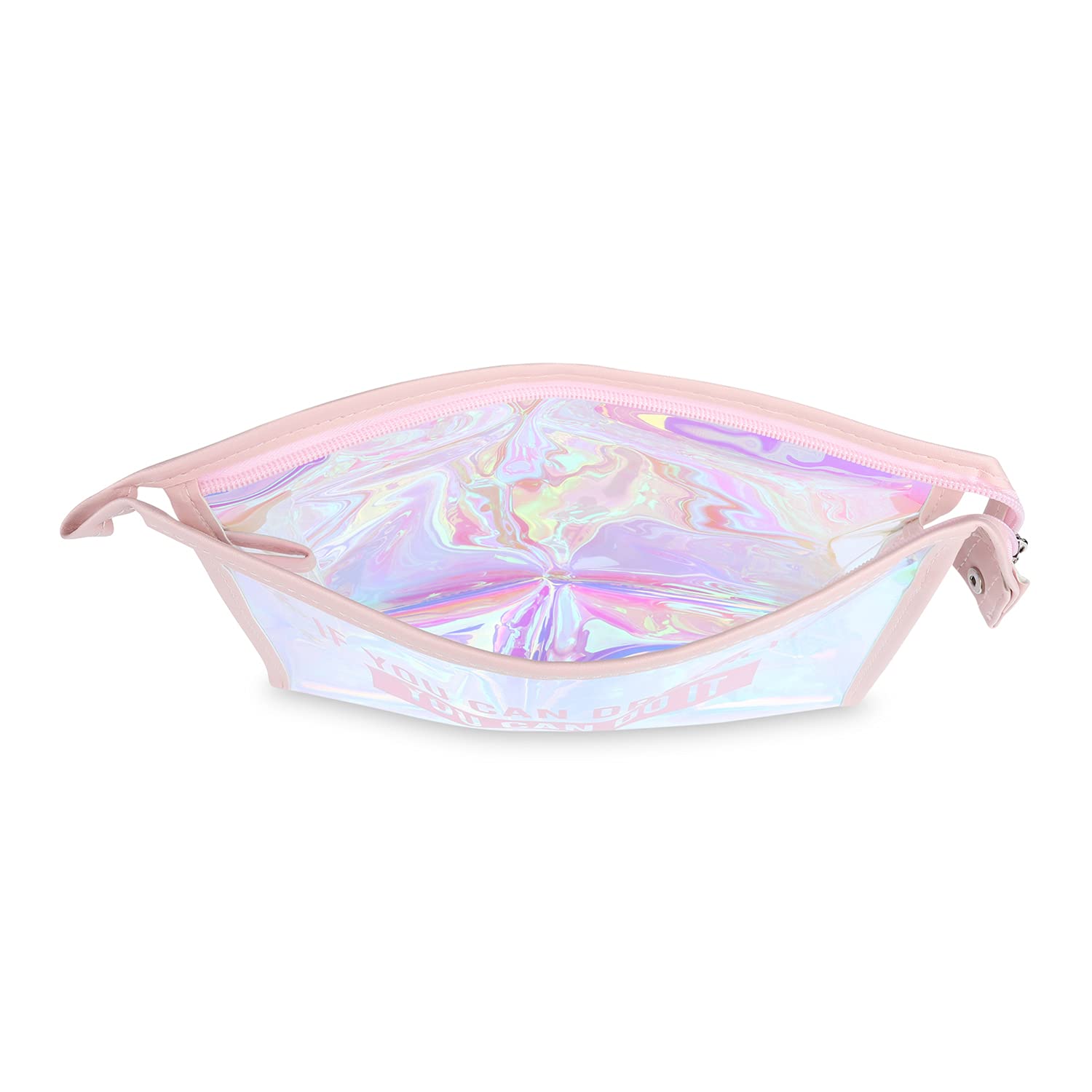 NFI Essentials Glossy Makeup Pouch for Women - Stylish Cosmetic Bag for Makeup Accessories Storage - Light Pink Makeup Organizer for Girls - Perfect for Travel, Home & Daily Use