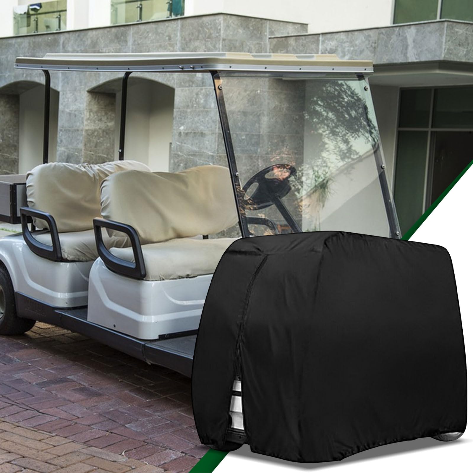 420D Waterproof 6-Passenger Golf Cart Cover with Zipper Door - Fits EZGO, Club Car & Yamaha - All-Weather Protection for Outdoor Storage & Travel