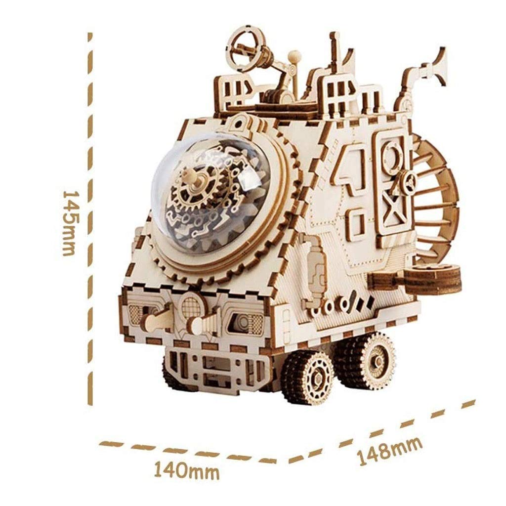 Retro Wooden Music Box DIY Kit - Handmade Spaceship Toy Gift for Kids & Adults | Perfect for Birthday, Christmas & Home Decor