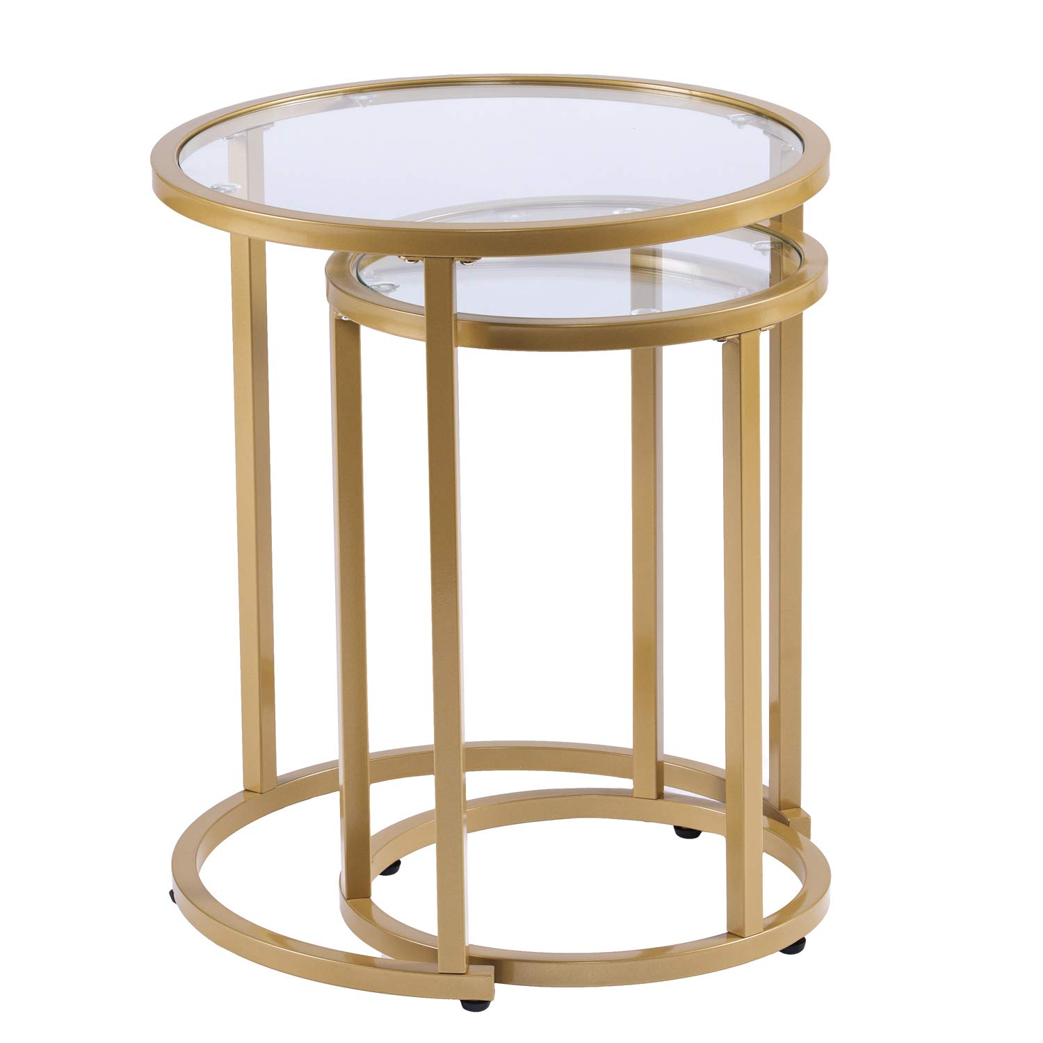 SEI Furniture Evelyn Glam Nesting Side Table 2-Piece Set in Gold - Modern Accent Tables for Living Room, Bedroom & Office Decor
