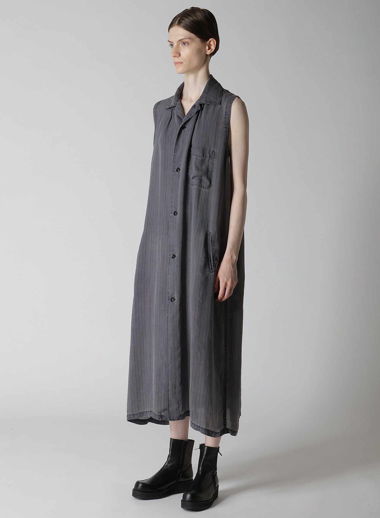 Cupro Stripe Sleeveless Shirt Dress for Women - Summer Casual & Office Wear - Breathable & Comfortable
