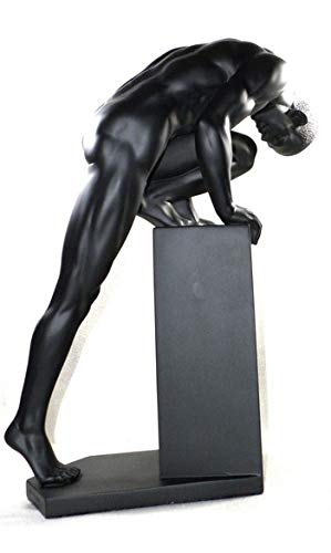 13.5 Inch Nude Figure Sculpture with Stretching Leg Pose - Matt Black Display Stand for Home & Office Decor - Perfect for Art Collectors, Interior Design, and Gift Giving