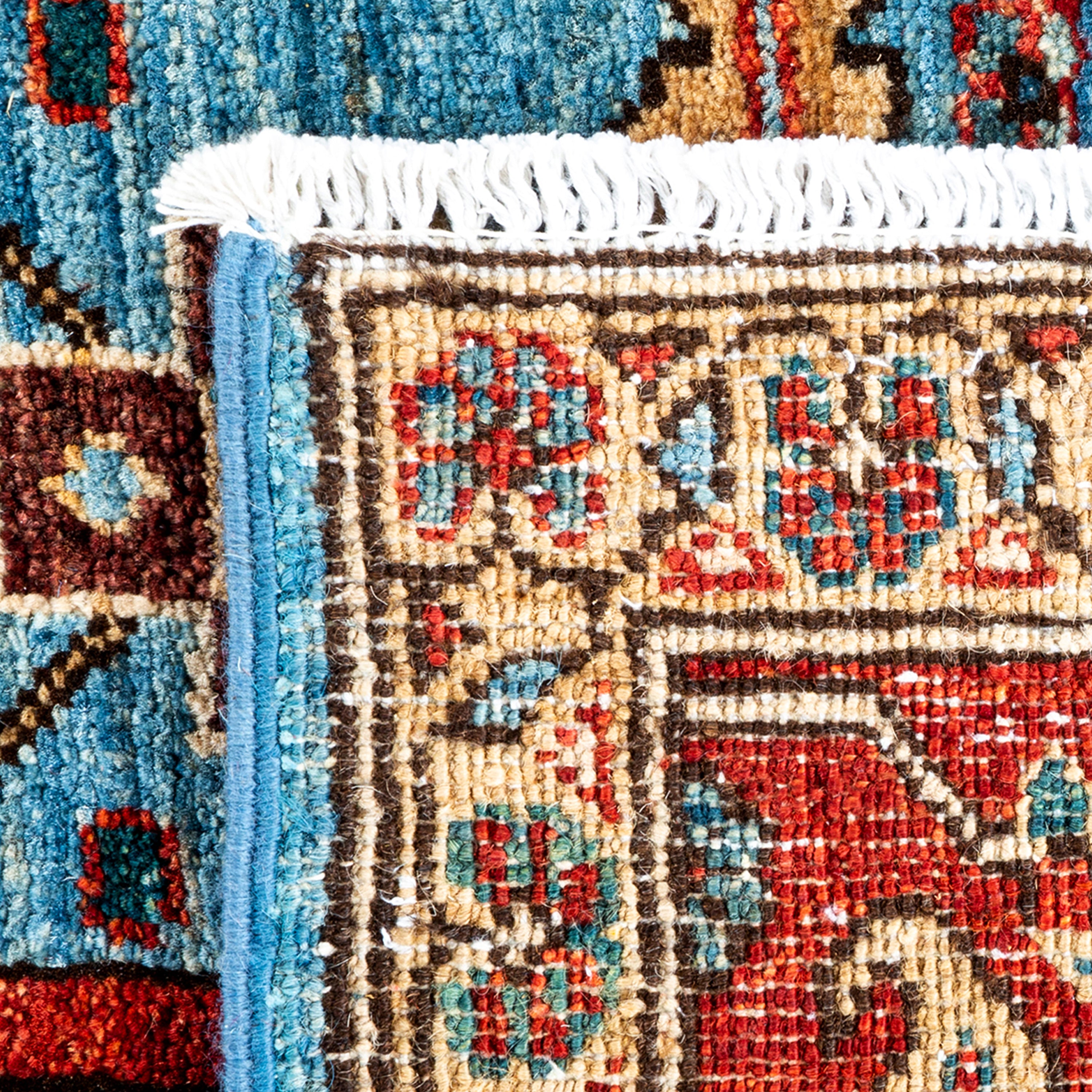 Handmade Blue Traditional Serapi Wool Rug 6'2