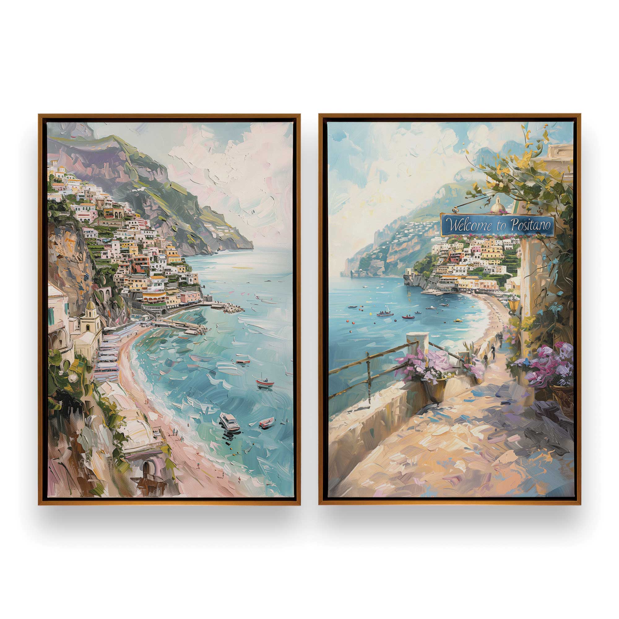 Coastal Charm Paradise Wall Art - Set of 2 Canvas Prints for Beach House Decor, Living Room & Bedroom