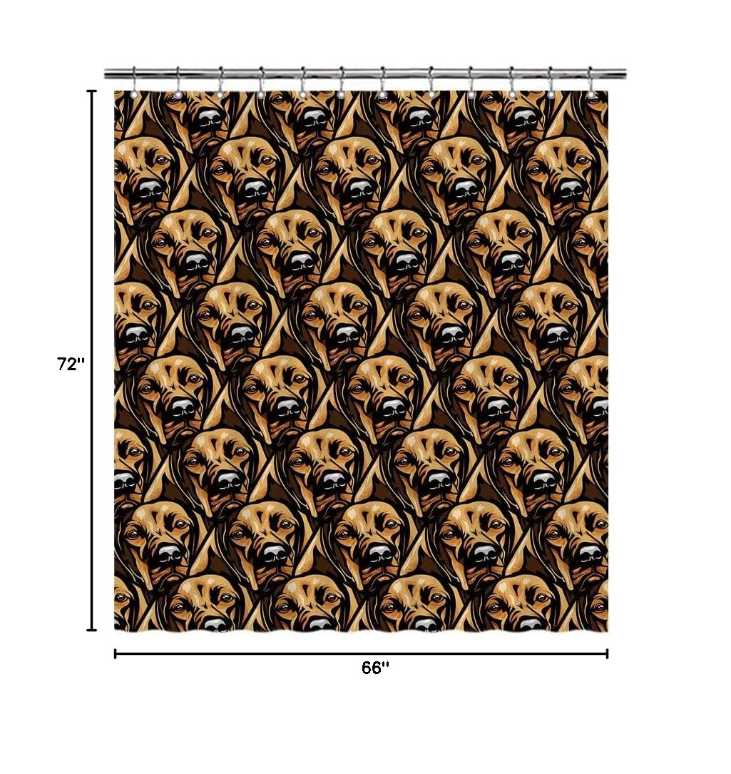 Cartoon Vizsla Dog Face Waterproof Shower Curtain - 72x66 Inch Pet Lover Bathroom Decor with 12 Hooks - Cute Puppy Design for Kids & Dog Owners - Perfect for Bathrooms, Dog Grooming Areas & Pet-Themed Spaces