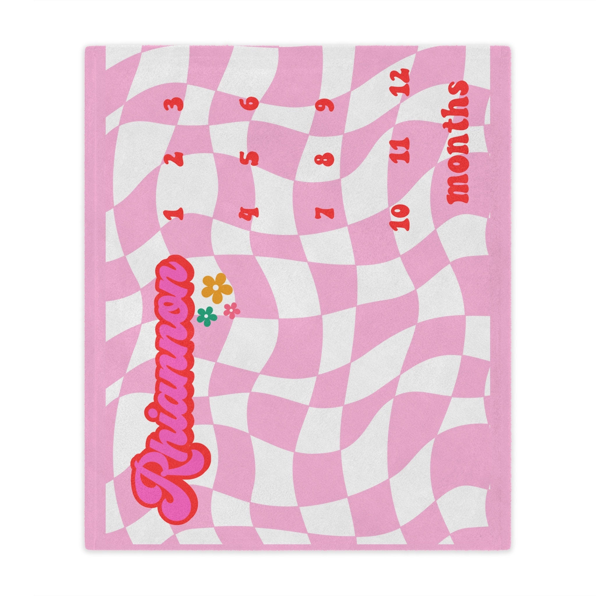Groovy Retro Baby Milestone Blanket - Personalized Monthly Baby Blanket for Newborn Photography & Milestone Tracking - Perfect Baby Shower Gift for Boys & Girls