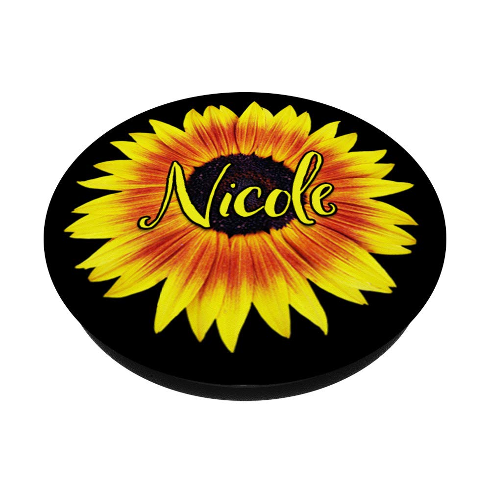 Nicole Name Sunflower Yellow Floral Design PopSockets PopGrip - Swappable Phone Grip for iPhone, Samsung & Tablets - Perfect for Selfies, Video Calls & Secure Holding