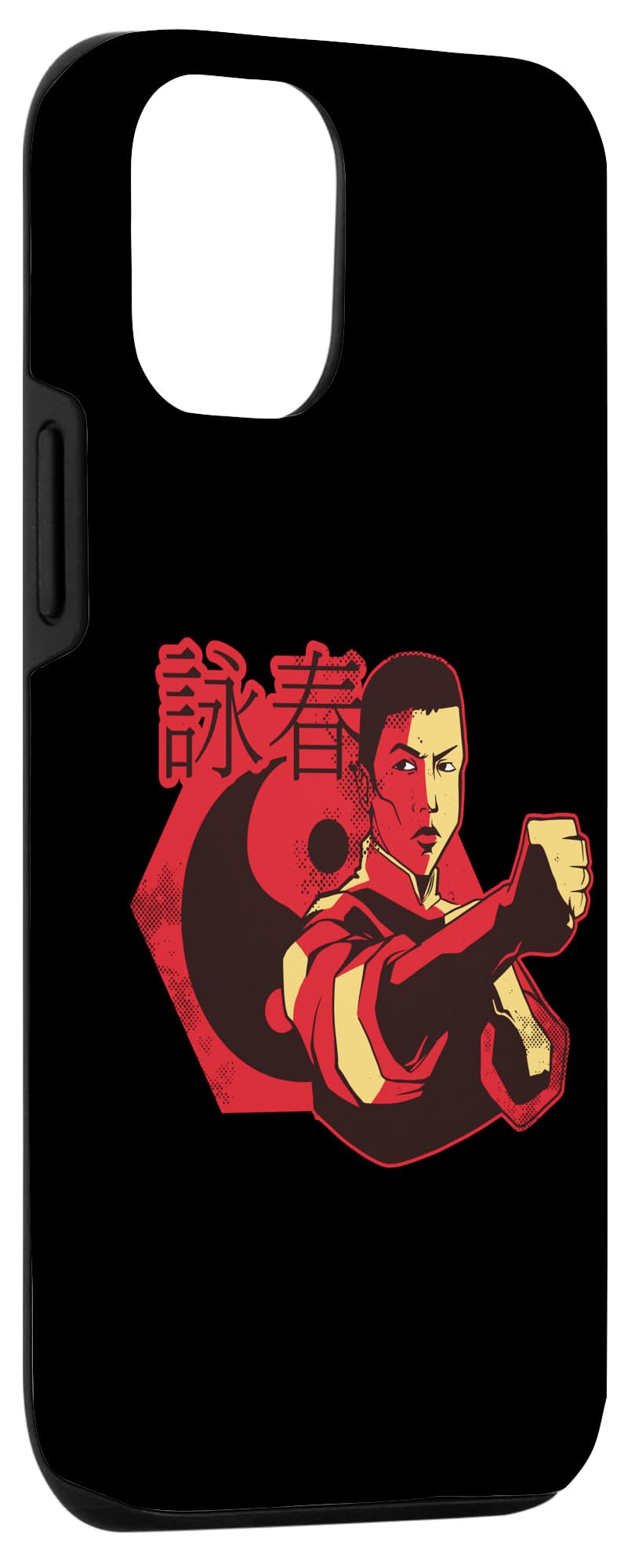 iPhone 12/12 Pro Kung Fu Wooden Dummy & Yin Yang Sword Design Phone Case - Martial Arts Training & Wing Chun Practice Accessory