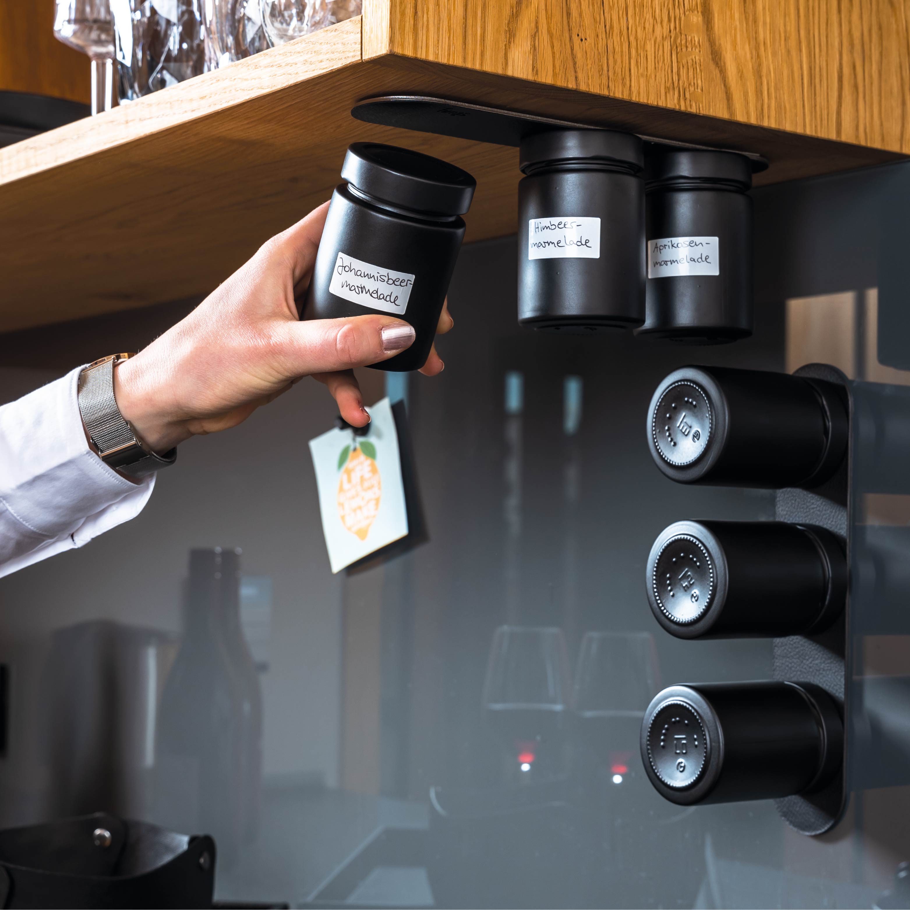Premium ALL BLACK Magnetic Spice Jars 192ml with Black Strip - Ideal for Kitchen Organization & Spice Storage