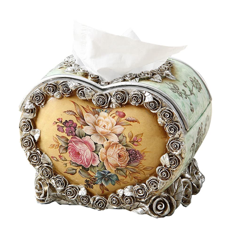 Heart-Shaped Resin Tissue Box Holder - Decorative Toilet Paper Dispenser & Napkin Storage Casket for Living Room, Bathroom, Bedroom | Elegant Facial Tissue Organizer with Pumping Paper Stand