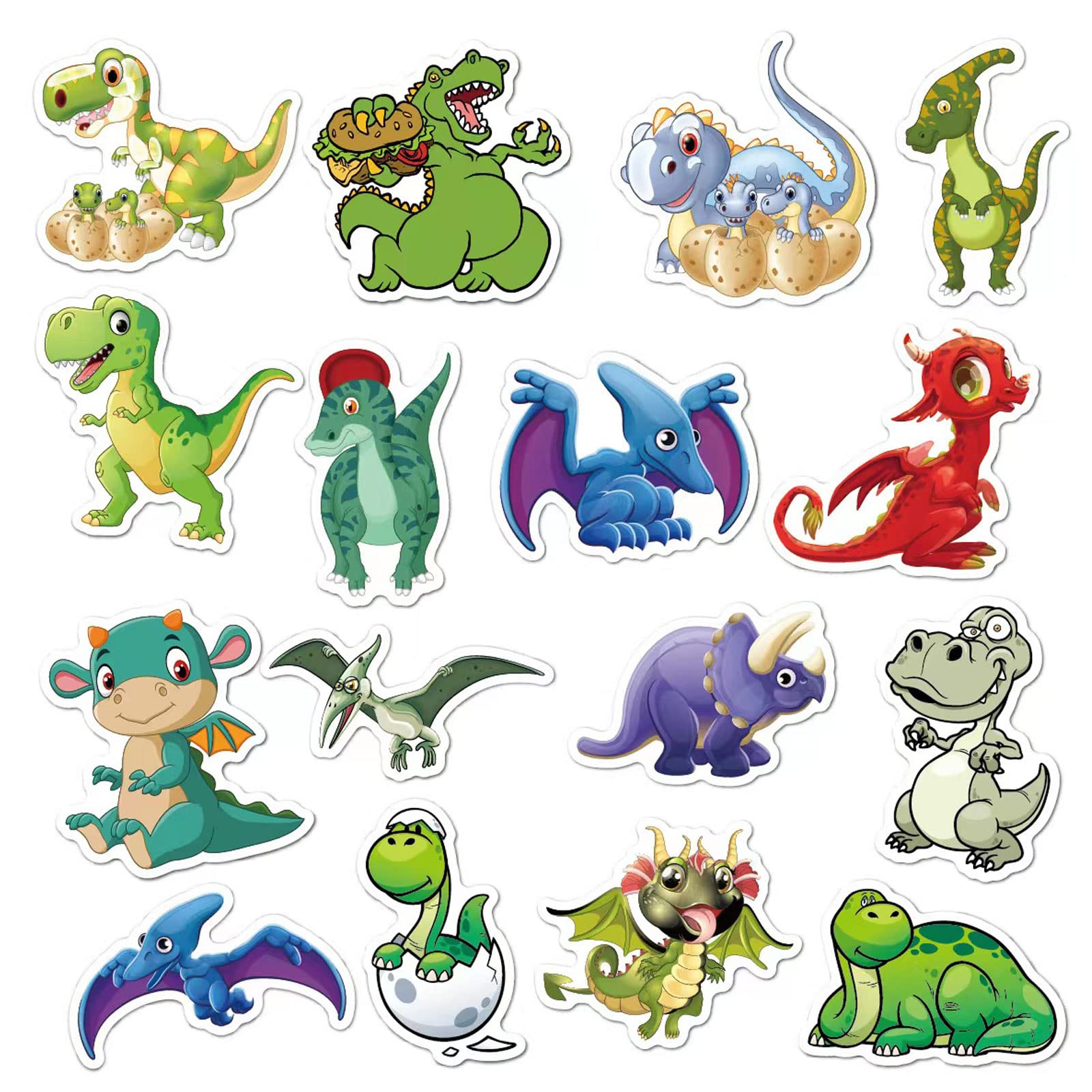 Dinosaur Stickers for Kids - 50 Pack Waterproof Vinyl Decals for Water Bottles, Cars, Laptops, Scrapbooks & Luggage - Cute Cartoon Stickers for Adults, Teens & Toddlers - Perfect for Party Favors, Holiday Decor & School Supplies