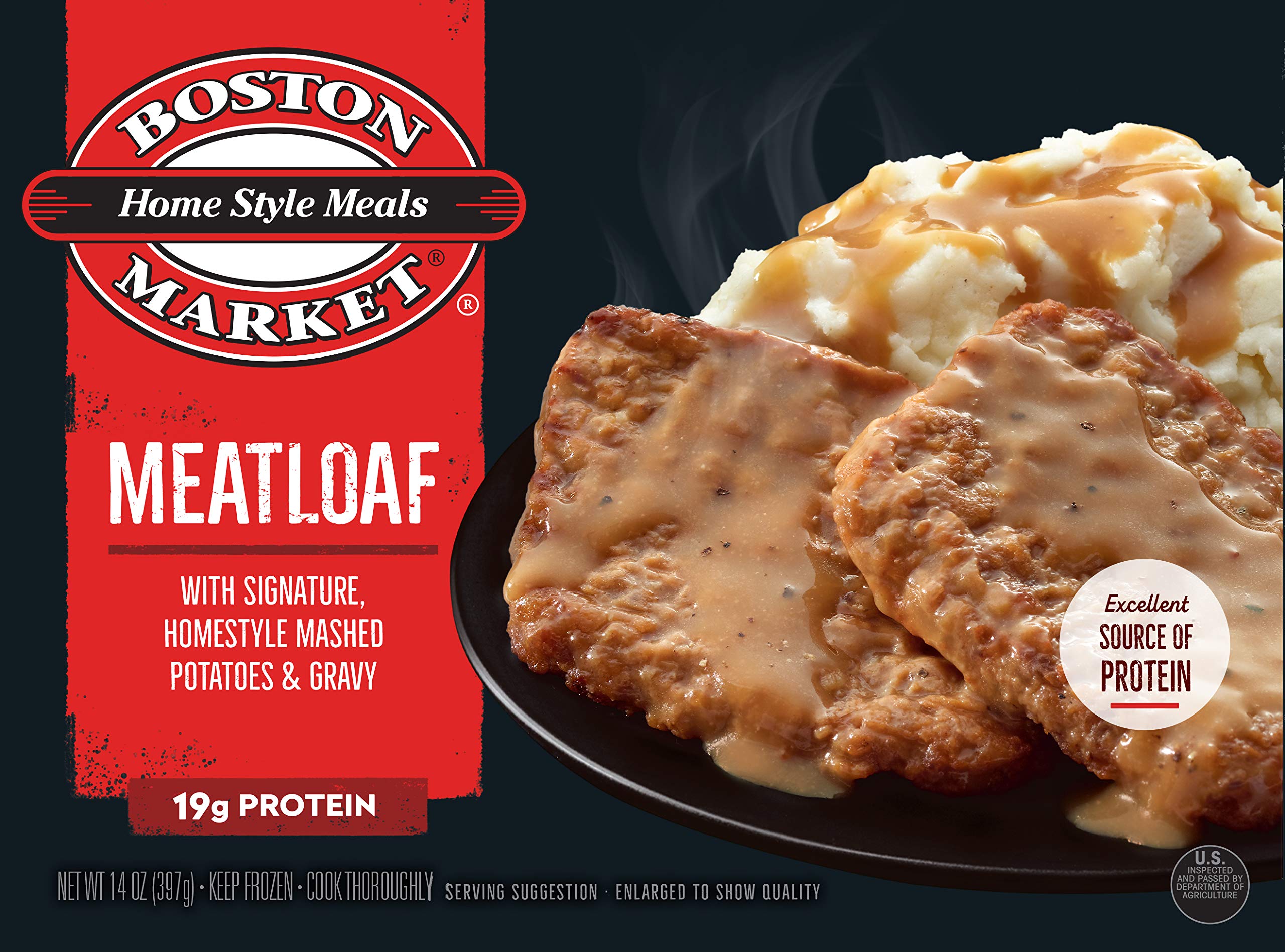 Boston Market Meatloaf with Mashed Potatoes - High Protein 14 oz Microwavable Meal - Ready in Minutes for Quick Lunches, Dinners & Busy Weeknights