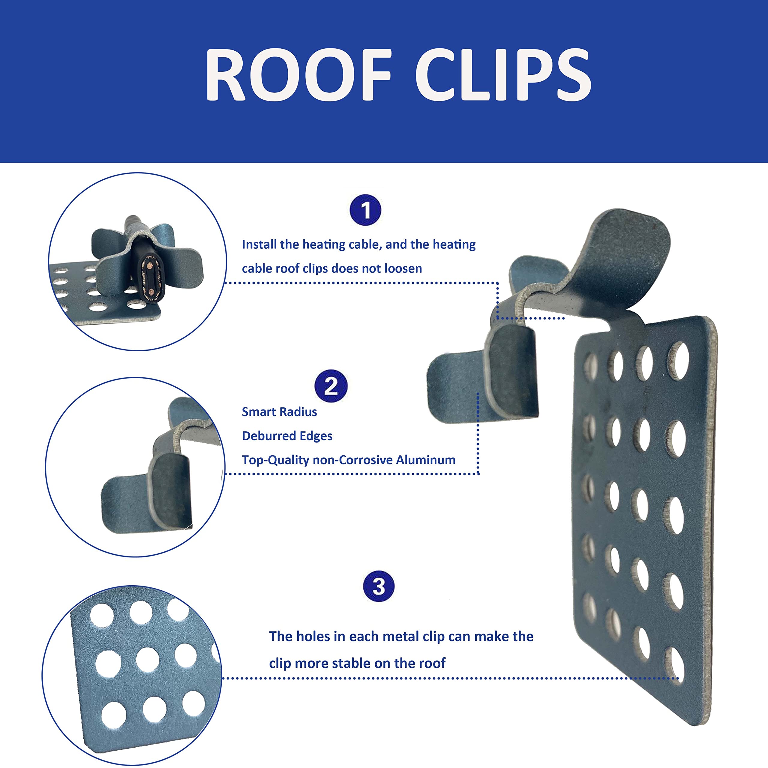 MAXKOSKO 40-Pack Self-Regulating Roof De-Icing Heating Cable Clips - Heavy Duty Gutter Heater Tape Fasteners for Winter Snow & Ice Protection - Perfect for Home, RV & Commercial Roofs