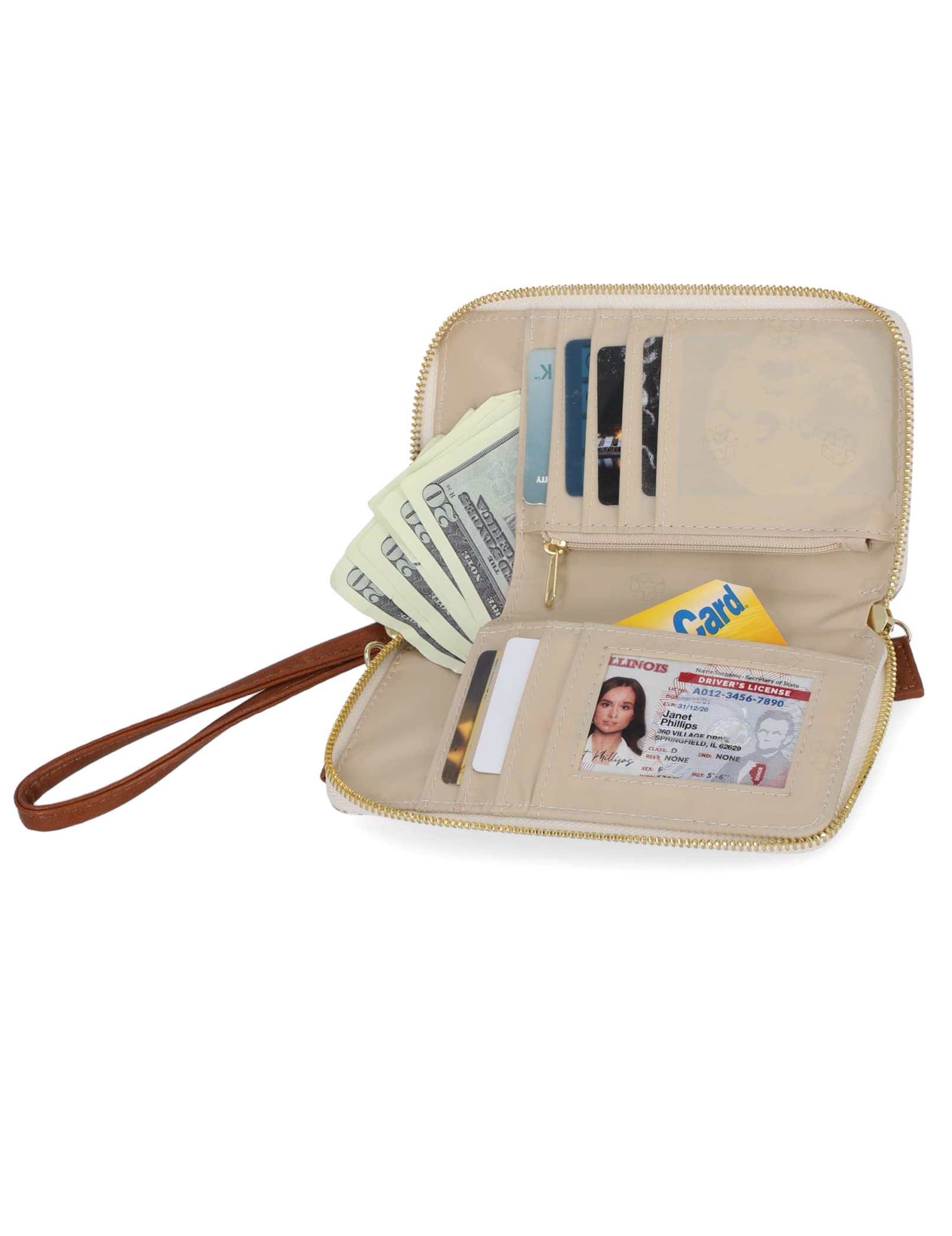 RFID Blocking Crossbody Wallet Bag for Women - Compact Vegan Leather Phone Holder Purse - Travel Size Anti-Theft Shoulder Bag - Perfect for Daily Use, Shopping & Travel (Bridgehampton Sand)