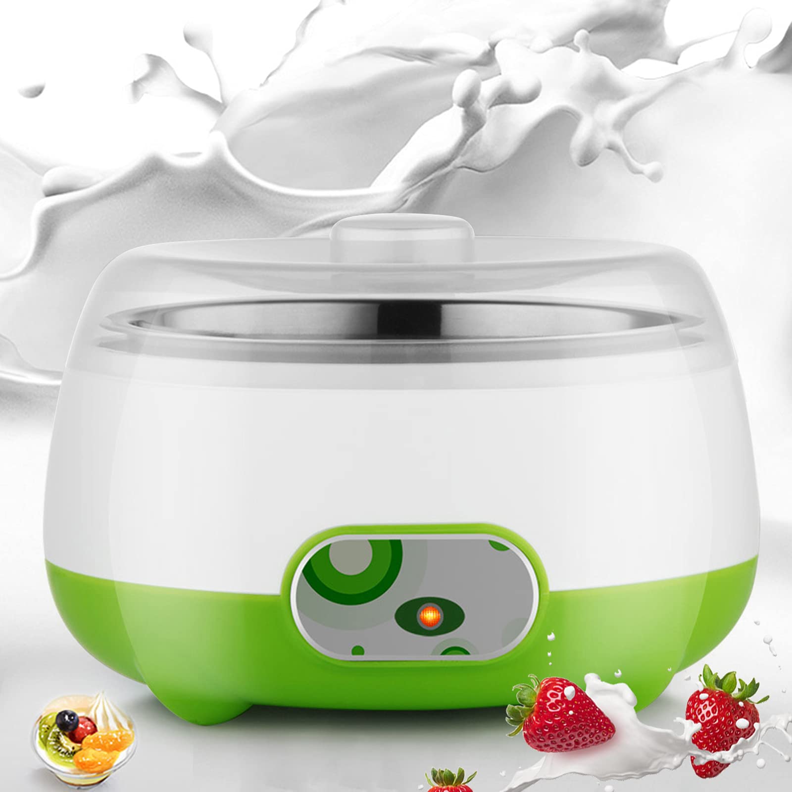 Automatic Electric Yogurt Maker with Stainless Steel Liner - 1L Constant Temperature Yogurt Machine for Homemade Greek & Probiotic Yogurt - Perfect for Keto, Vegan & Healthy Breakfast Prep