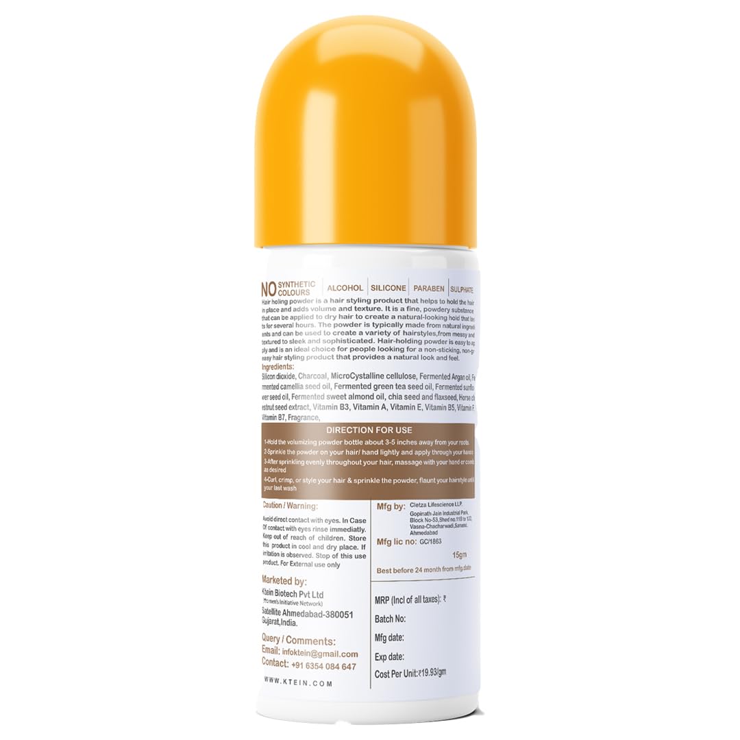 Ktein Natural 100% Plant-Based Hair Styling Powder - 15g | Vegan, Cruelty-Free Hair Volumizing & Texturizing Powder for Men & Women | Perfect for Everyday Styling, Updos & Fine Hair