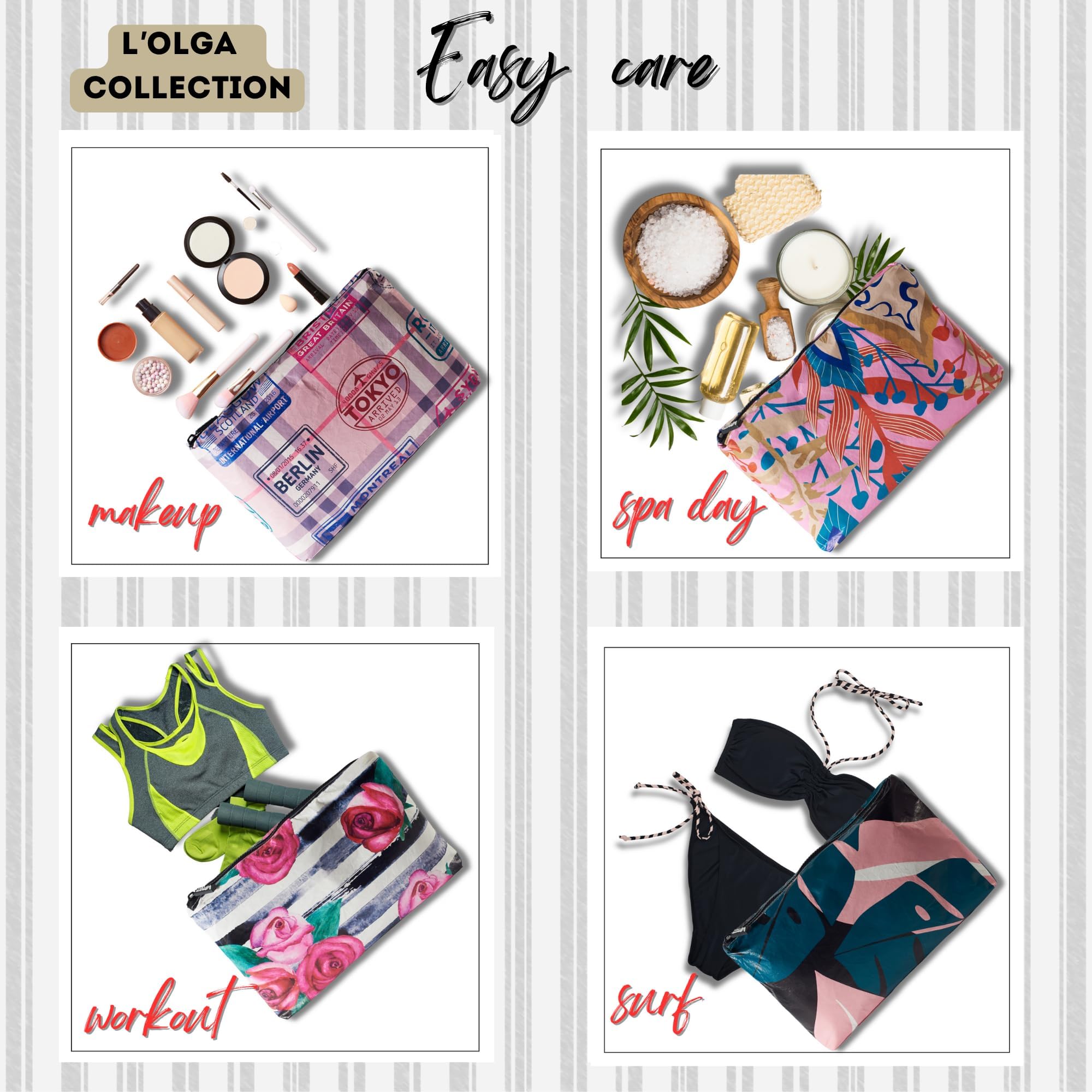 L'OLGA COLLECTION Mid Pouch - Lightweight Reusable Makeup & Toiletry Bag | Waterproof Cosmetic Organizer for Travel, Beach & Gym | Perfect Gift for Women | Compact Zippered Pouch for Swimsuits, Bikinis & Essentials