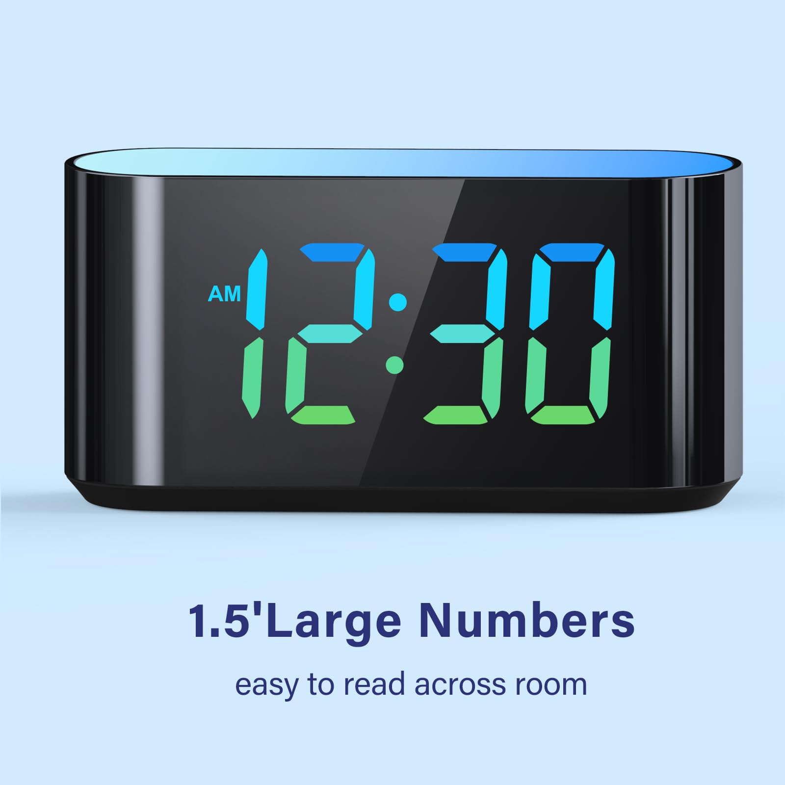 HOUSBAY Digital Alarm Clock with 9-Color Dynamic Night Light & Large LED Display - 10 Color Changing Modes, Adjustable Dimmer for Bedroom, Kids Room, Office, and Nightstand Use
